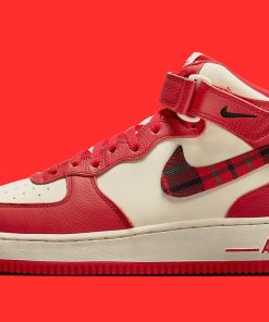 Nike Air Force 1 Mid 07 LX Plaid Cream Red