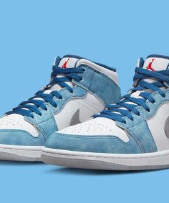 Jordan 1 Mid French Blue Fire Red