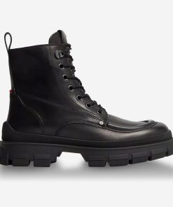 Moncler Hevea City Leather Lace-Up Boots