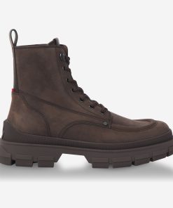 Moncler Hevea City Leather Lace-Up Boots