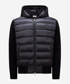 Moncler Tricot Trim Padded Wool Hoodie