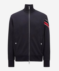 Moncler Tricolour Trim Zip-Up Sweatshirt