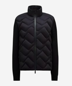 Moncler Padded Wool Blend Zip Up Cardigan
